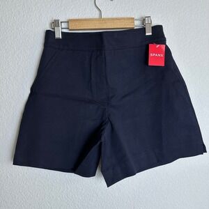 Spanx Polished 6" Shorts Classic Navy Blue High Rise Stretch Twill 20370R XS NEW